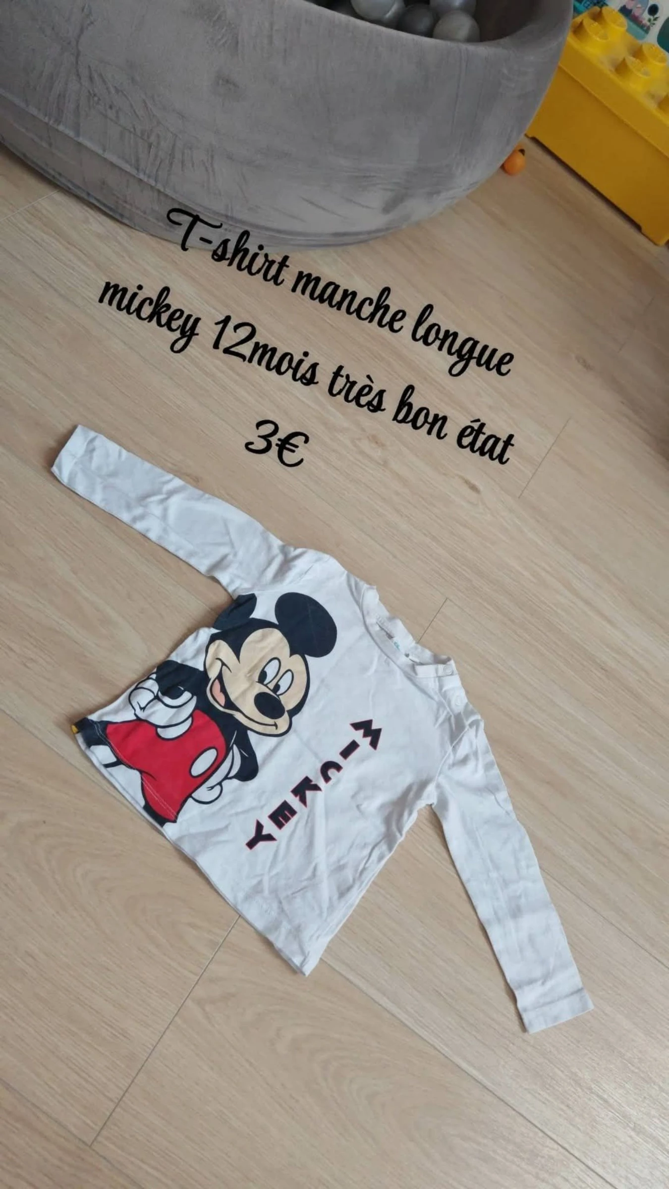 T-shirt manche longue Mickey 12mois 🌹
